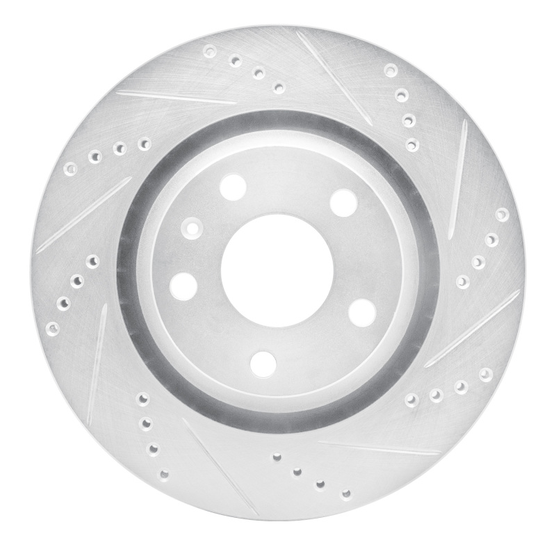 Audi TT Brake Rotor (1) - Rear Right - R1 Concepts - Drilled & Slotted - Silver - `08-`15